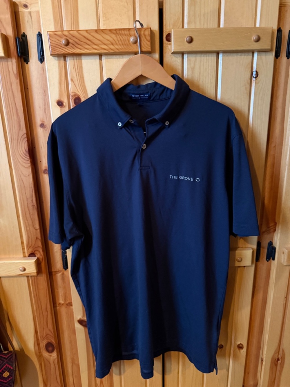 Peter Millar Navy Short-Sleeve Button-Down Polo